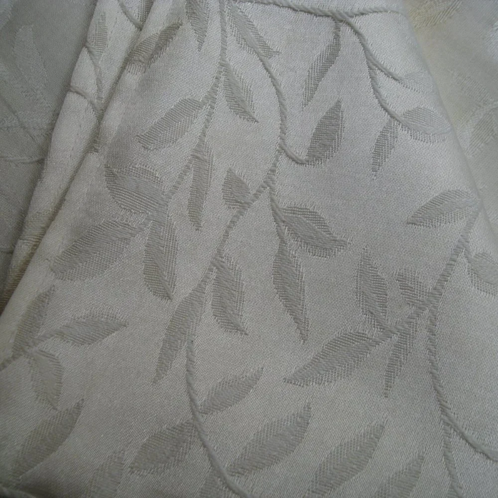 Ivory Jacquard Fabric Shower Curtain Off White Textured Leaf Design 70